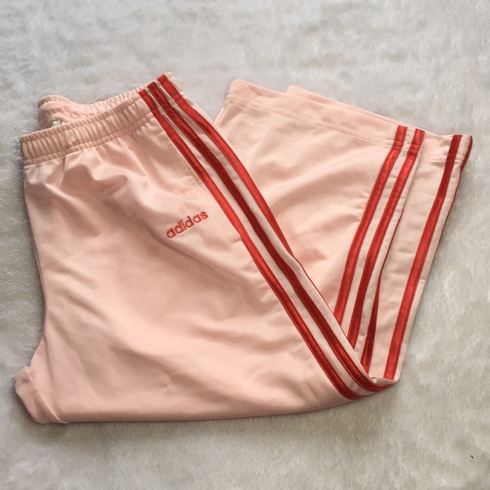 Pink Cropped Athletic Track Bottoms